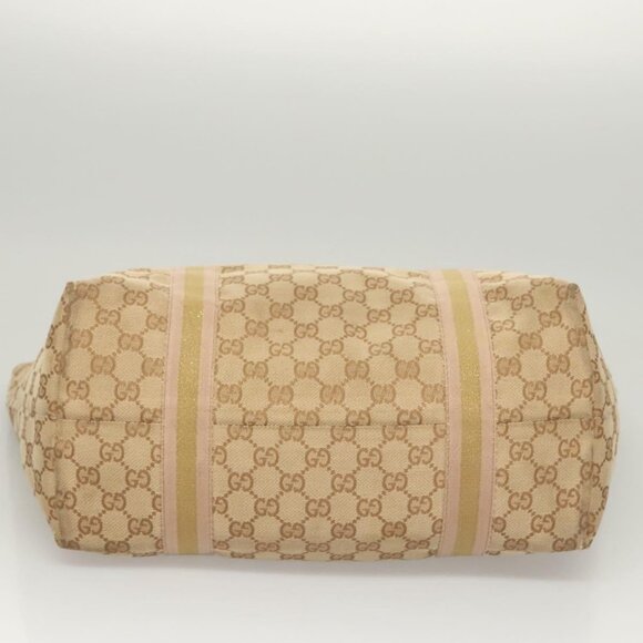 GUCCI GG Canvas Sherry Line Hand Bag Beige Gold 139260 Auth mr1366 - Picture 6 of 16